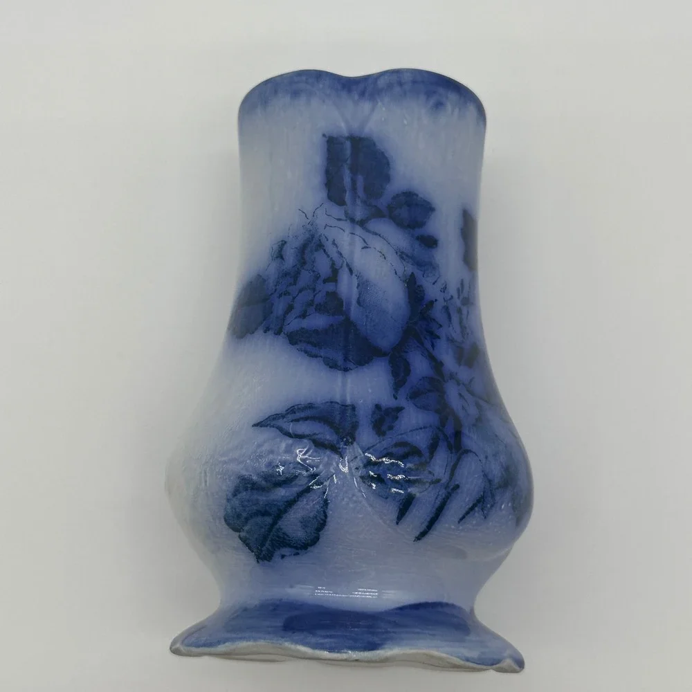 Victoria Flow Blue Hat Pin Holder Staffordshire Ironstone England Floral Antique